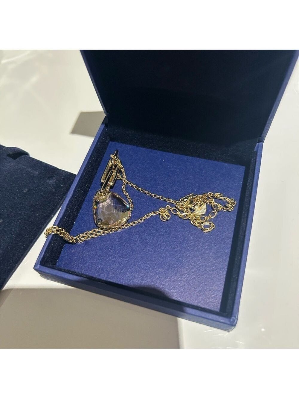 Swarovski Gold-Tone Teardrop Necklace - Picture 6 of 7